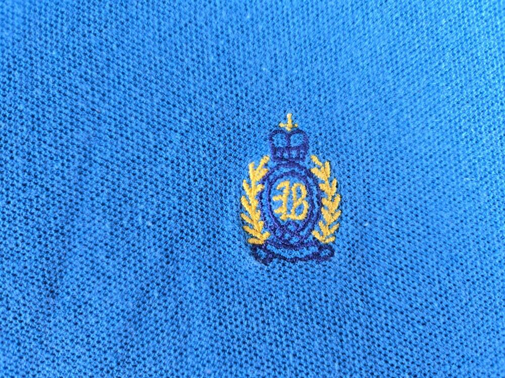 Vintage Bugle Boy Polo Shirt Boys Large Blue Embroidered Crest Cotton Knit - Picture 3 of 6